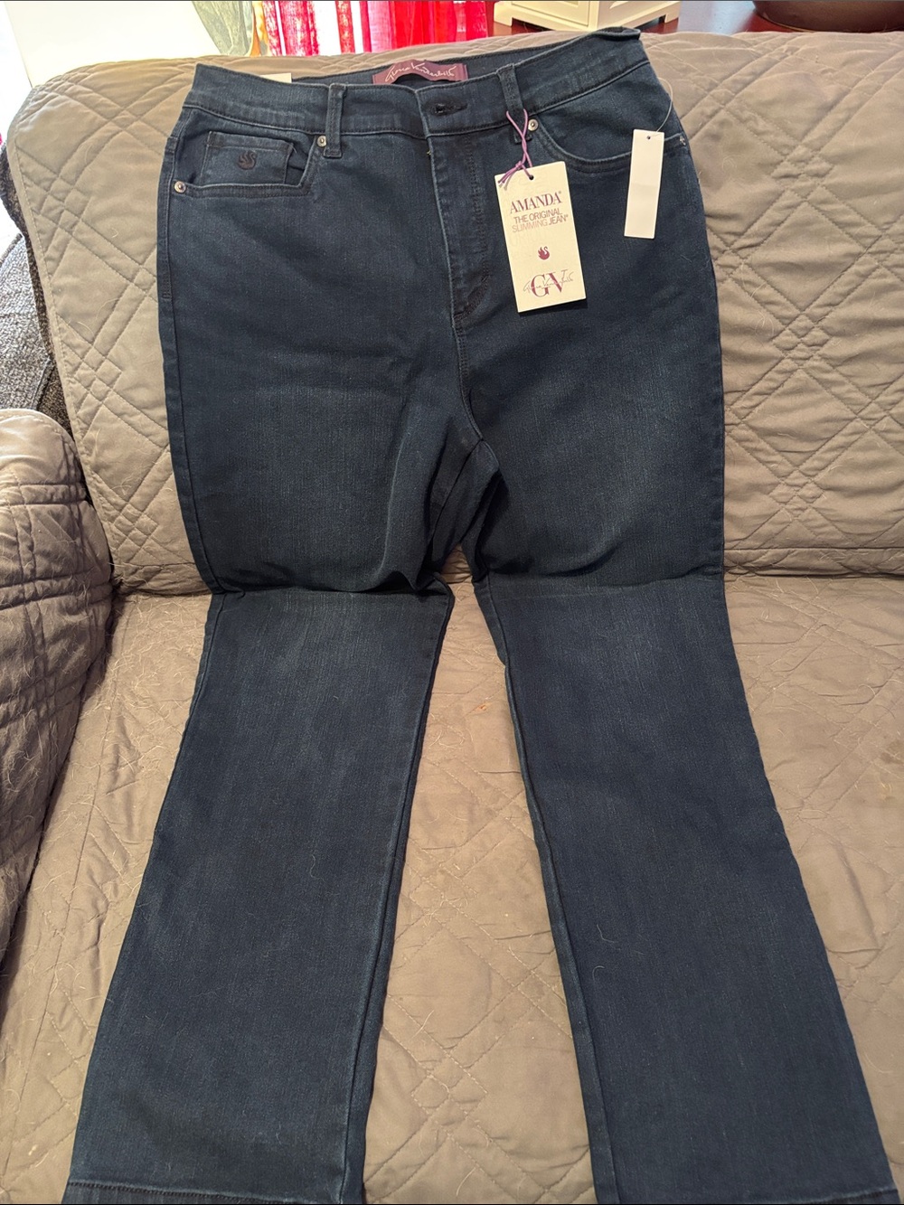 Gloria Vanderbilt Amanda Flare Jeans in Dark Blue